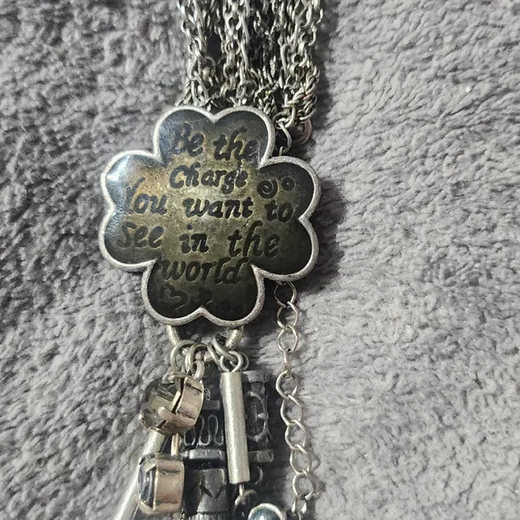 Silver Charm Necklace And Earring Set - Picture 3 of 4